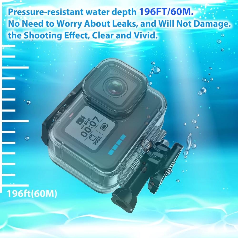 60M Waterproof Housing Case for GoPro Hero 12/11/10/9 Black Protective Dive Housing Shell with Bracket Accessories