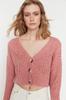 Женский элегантный кардиган, пудровый, мягкий текстурированный укороченный трикотаж, кардиган