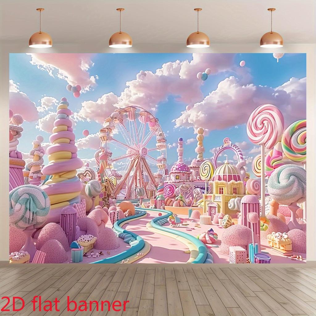2D plane, 1 set of romantic candy park sign, suitable for theme parties, weddings and event decorations