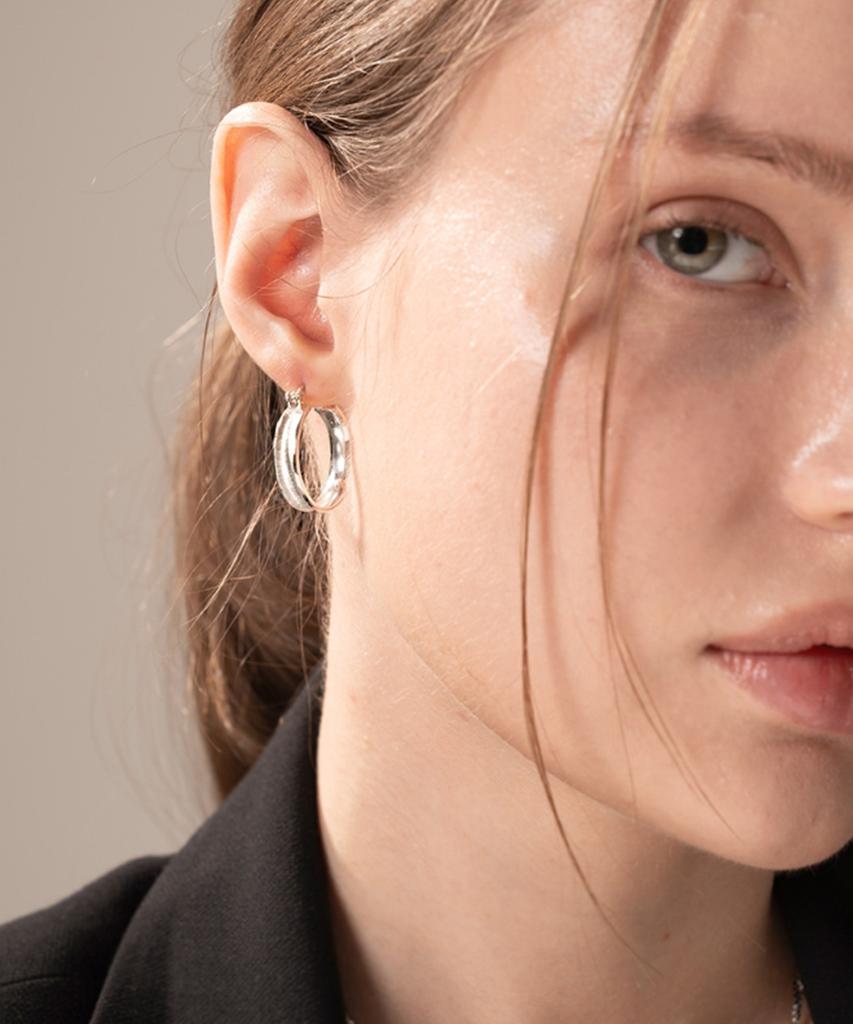 Jnui Linen Hoop Earrings 14K Gold Plated