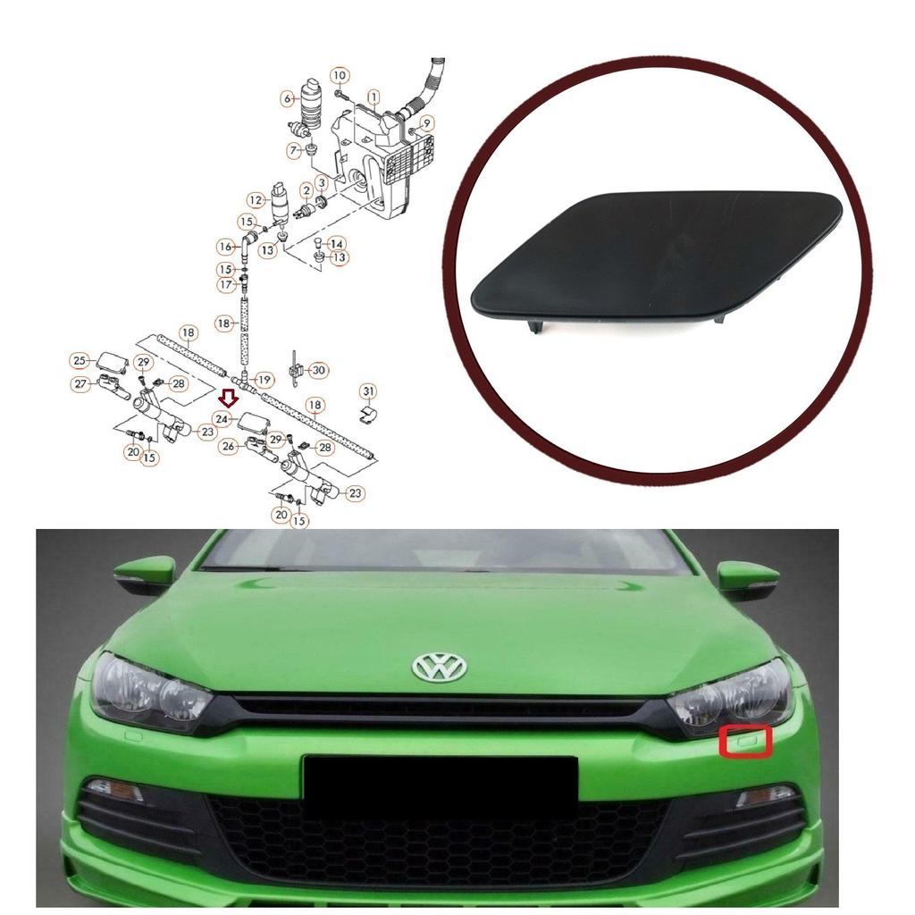 ESP1018-1 Крышка омывателя фар переднего бампера, передняя левая сторона 1K8955109 1K8955109BGRU для VW Scirocco MK3 2008-2014 Facelift