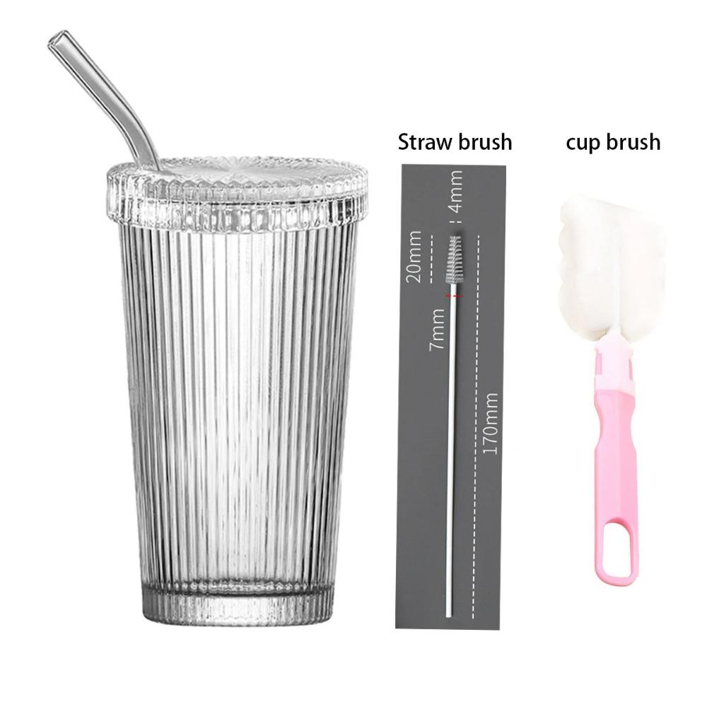 375 мл полосатая стеклянная кружка с крышкой и соломинкой в японском стиле шикарные кружки для молока кофе посуда для напитков чай подарки на день рождения виски стаканы