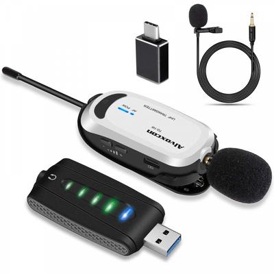 Беспроводной USB-микрофон Alvoxcon Беспроводной микрофон Штыревой микрофон Беспроводной разъем для наушников ПК Микрофон с зажимом UHF Запись Видеосъемка Громкий Mo