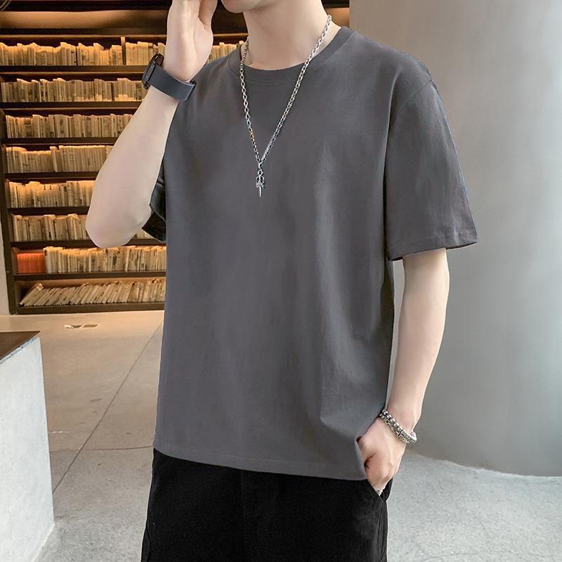 2024 Классическая однотонная облегающая футболка унисекс с коротким рукавом