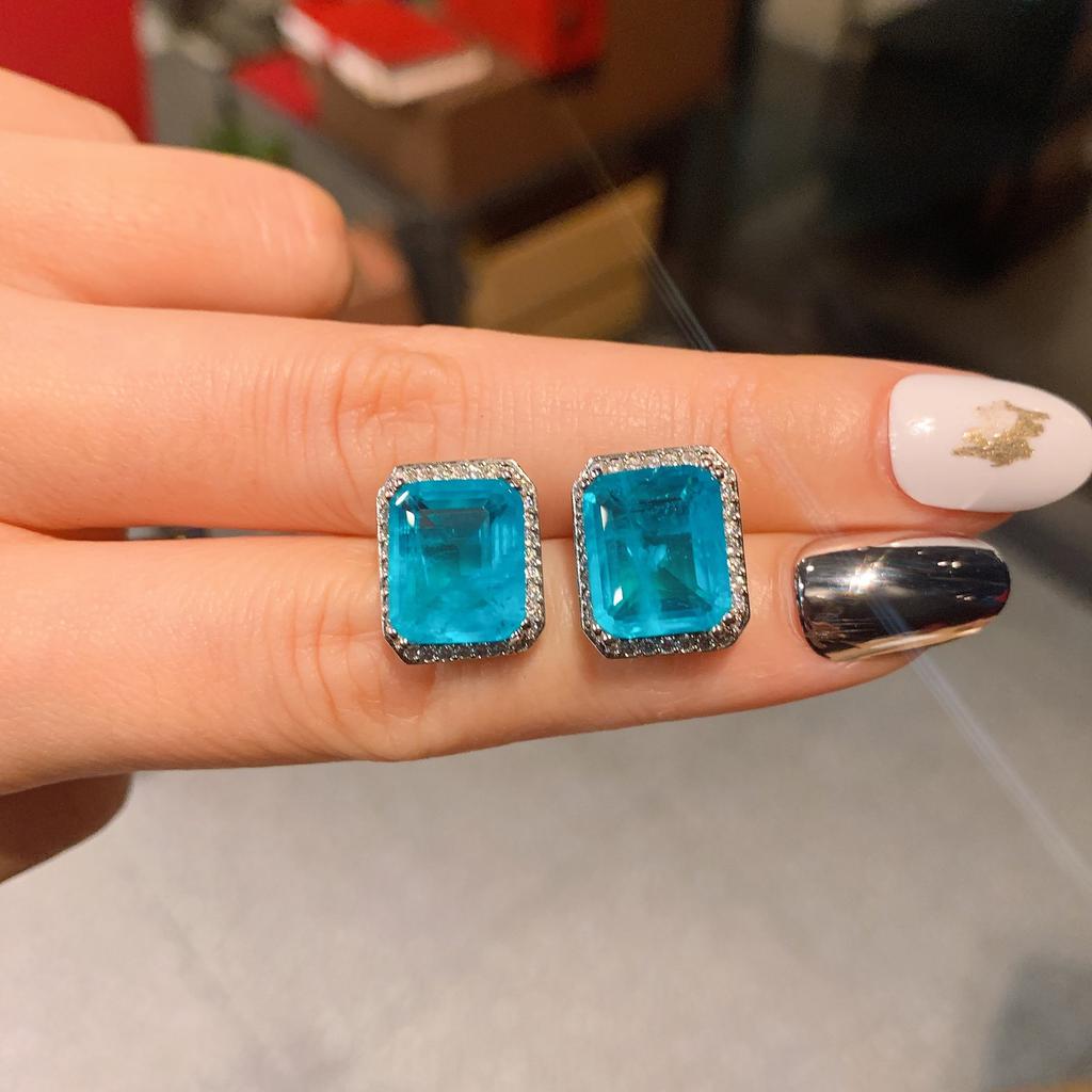 Jewelry Imitation Paraiba Diamond Women'S Pendant Stud Earrings Main 12 * 16 9 * 12