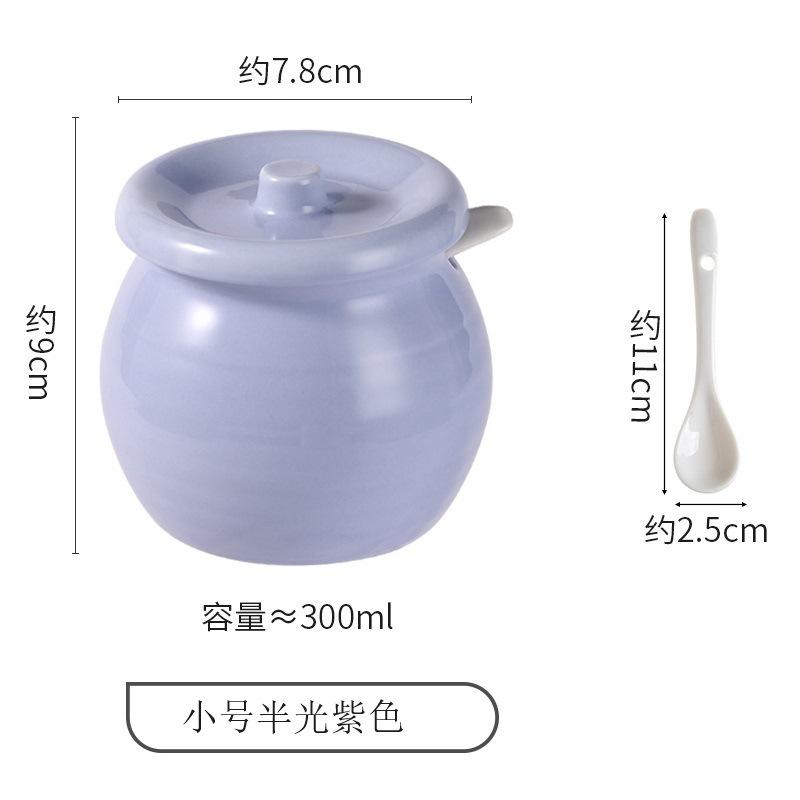 Кухонная керамическая емкость для масла, устойчивая к высоким температурам, емкость для масла чили с крышкой, ложка, банка для специй, банка для приправ