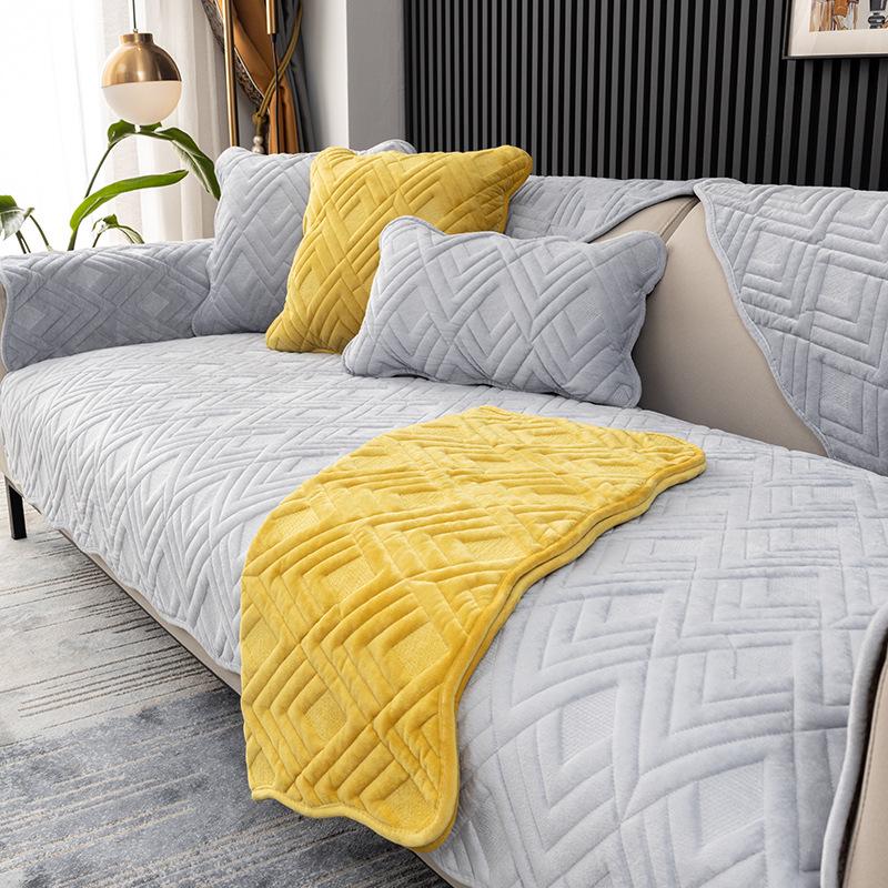 Простая зимняя короткая плюшевая диванная подушка, украшение для гостиной, противоскользящее толстое полотенце для спинки, мягкое, удобное, многоцветное, печатное, чехол для дивана