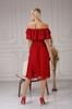 Женское платье большого размера бордовое шифоновое платье с воротником «Кармен Мадонна» больших размеров