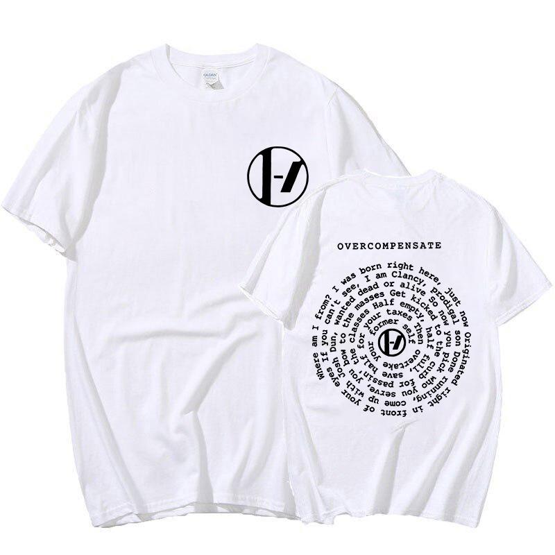 Футболка с принтом текста песни Twenty One Pilots Overcompensate The Clancy World Tour 2025 Футболки Мужская Женская Мода Рок Хип-Хоп Футболки