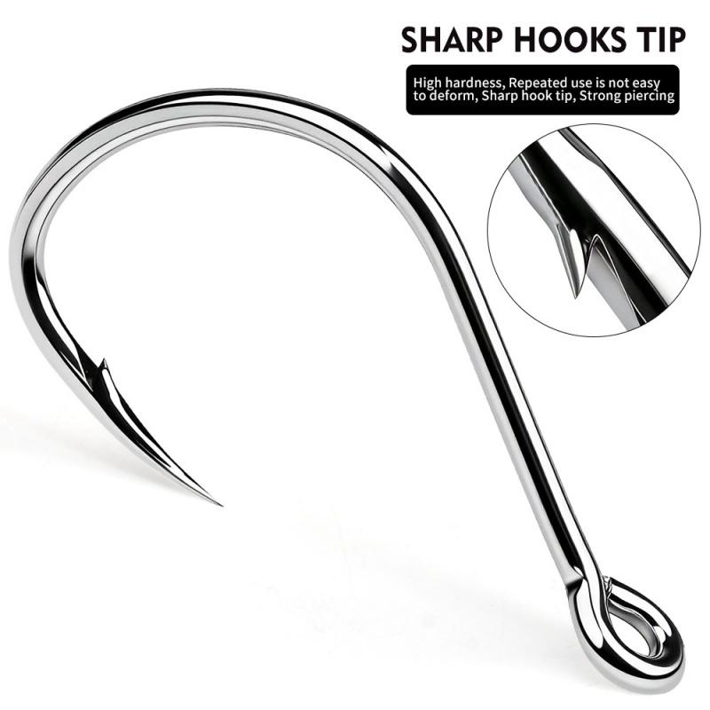 High Quality 20 Pcs Per Box 1# 2/0# 5/0# Corrosion Resistant High Carbon Steel Barbed Offset Jig Single Hooks Snapper