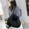 Simple Canvas Handbag For Women Large Capacity Tote Bag Travel Solid Color  Reusable Shoulder Bag