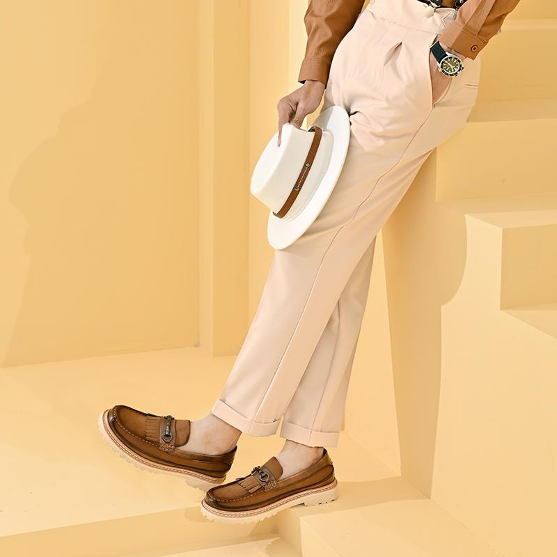 Мужские деловые кожаные туфли, повседневные туфли без застежек, лоферы