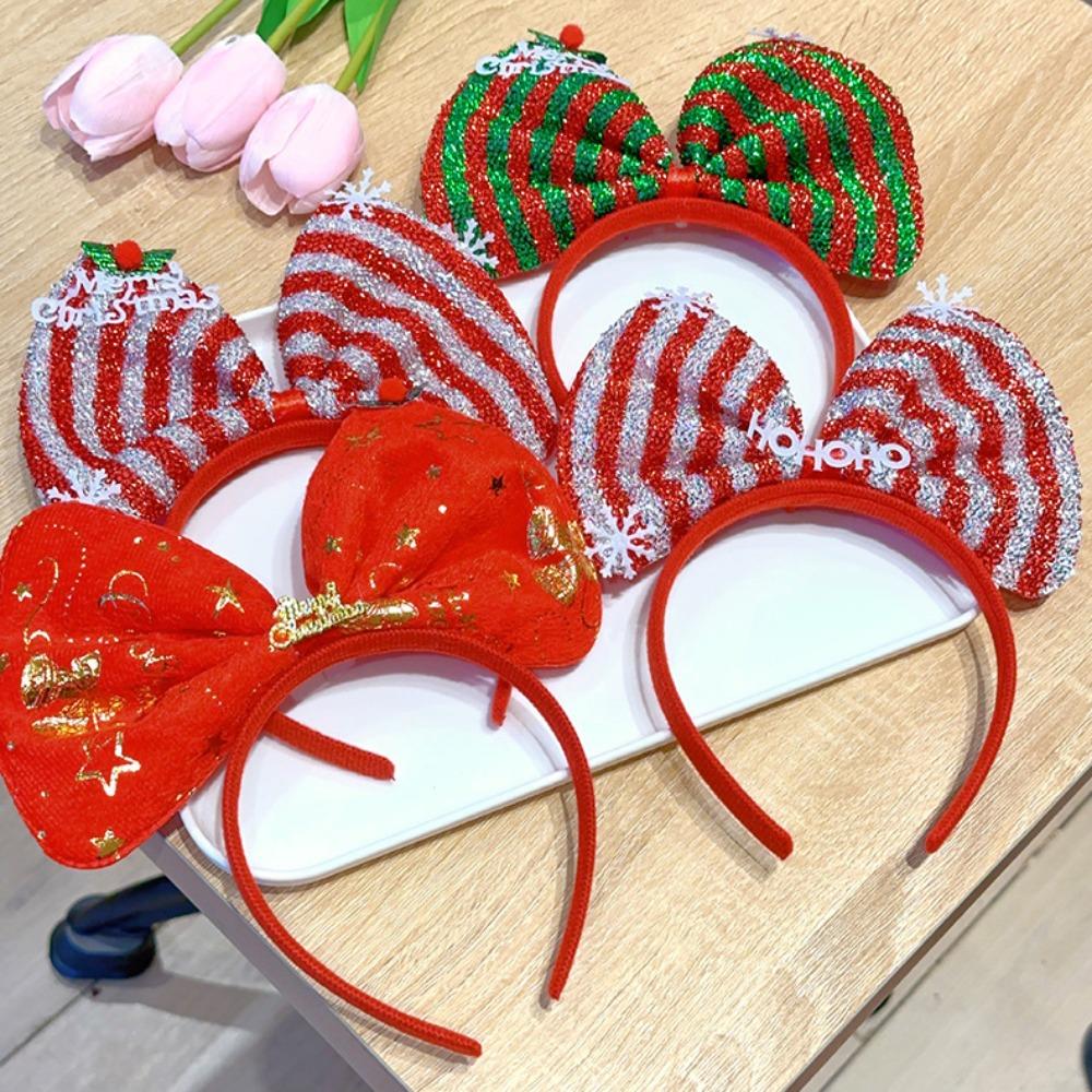 Non-slip Christmas Hairband Plush Christmas Headband Gift Bowknot Hair Hoop Party