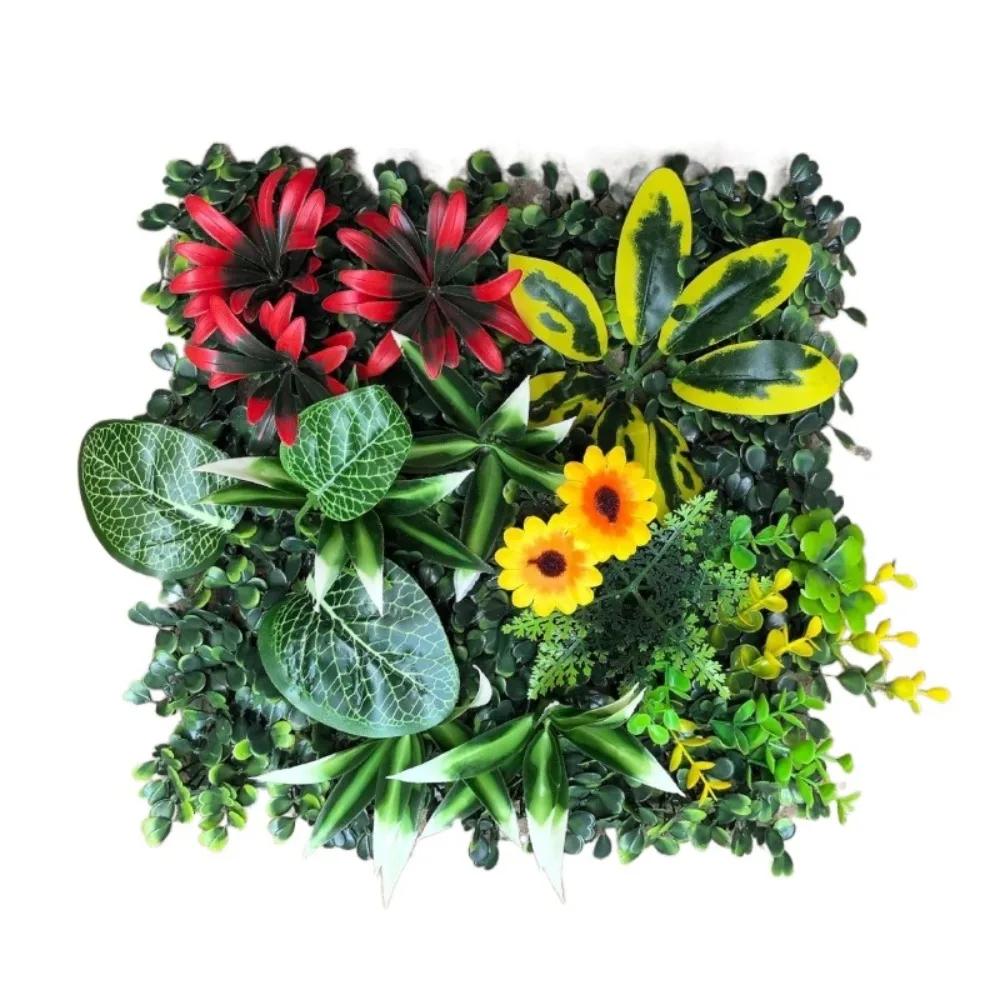 DIY Artificial Plant Wall Panel UV Protection Sunflower Simulation Maple Plant Sheet Durable Green Artificial Eucalyptus Carpet
