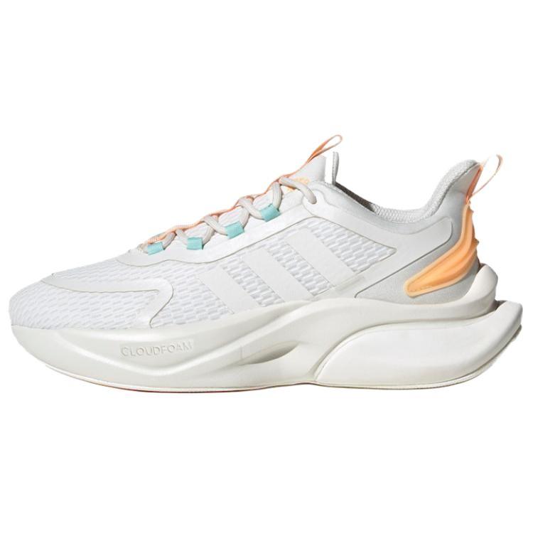 adidas Alphabounce+ Шнуровка Нескользящие Низкие Повседневные Кроссовки для Бега Женские Кроссовки Белый Оранжевый IF6033
