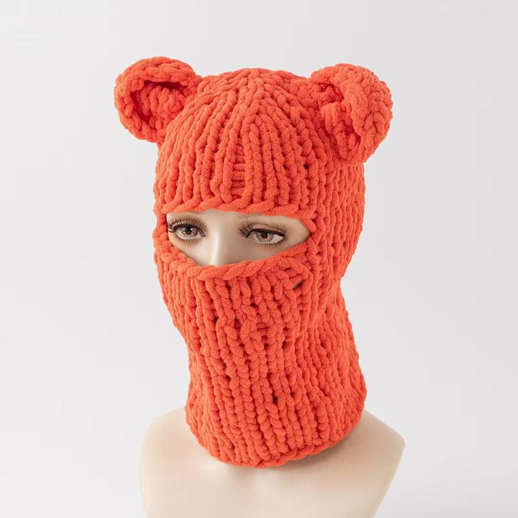 2020Fashion Womens Knit Full Face Ski Mask Crochet Balaclava Winter Warm Kawaii Cute Bunny Ears Knitted Balaclava Face Cover Mask