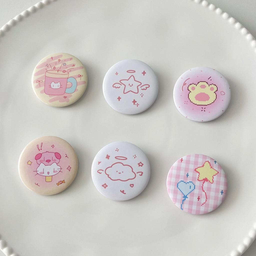 6pcs/set 45mm Cute Cartoon Mini Enamel Pins Kawaii Badges for Bag Denim Jacket Scrapbook Journal Girly Collectible Badge Pins