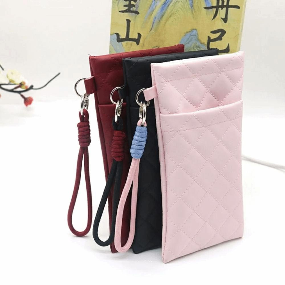 Grid Pattern Sunglasses Storage Bag PU Leather Sunglasses Case Glasses Bag for Travel Daily Carry