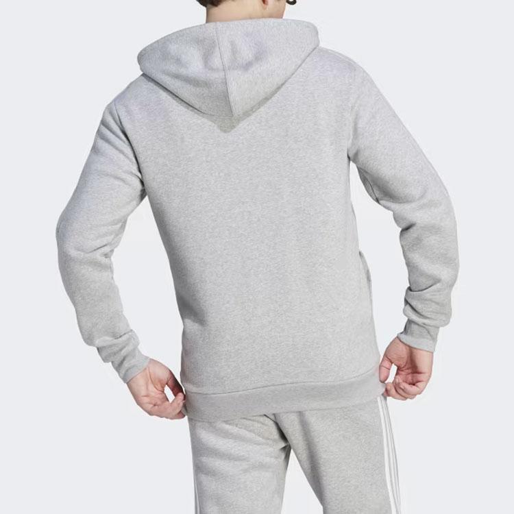 Adidas Essentials Fleece 3-Stripes Full-Zip Hoodie Medium Grey Heather Men Streetwear IJ6479