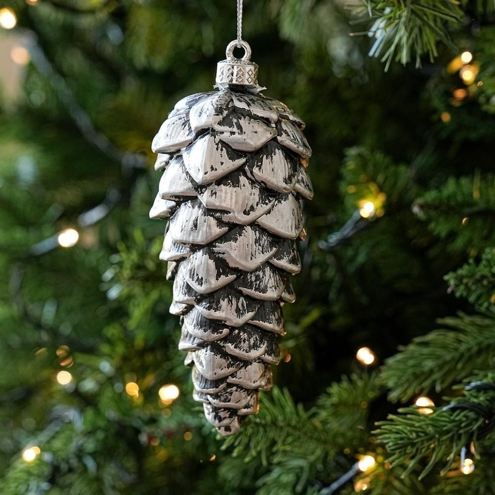 Plastic Christmas Tree Pendant Frosted Look Xmas Hanging Decoration Seasonal Arrangement