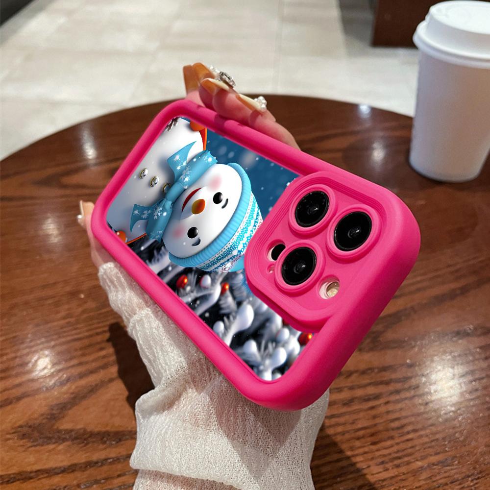 N110 С Новым годом, Рождеством, снеговиком, мягкие чехлы для телефонов с ангельскими глазками для iPhone 16, 15, 14, 13, 11 Pro Max, 8, 7 Plus, 12 mini, XR, XS Max, противоударный чехол