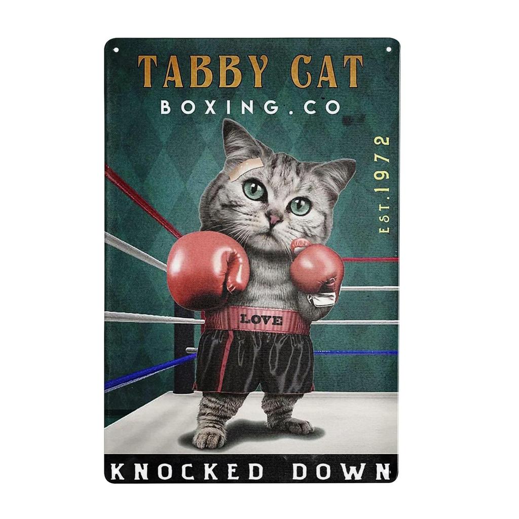 Tabby Kitty,cat Metal Tin Sign Art Poster Cafe Bathroom and Home Retro Iron Painting Wall Decor Retro Bar Pub Farmhouse Diner