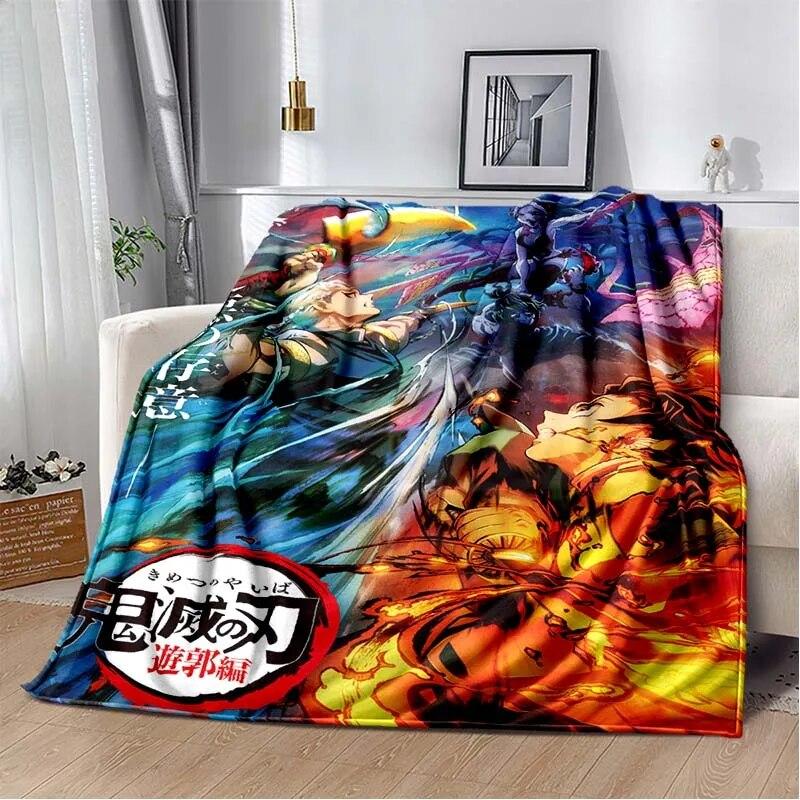 Модное одеяло Demon Slayer-легкое фланелевое покрывало для дивана и кровати, одеяло с цифровой печатью из мягкой фланелевой ткани с червями