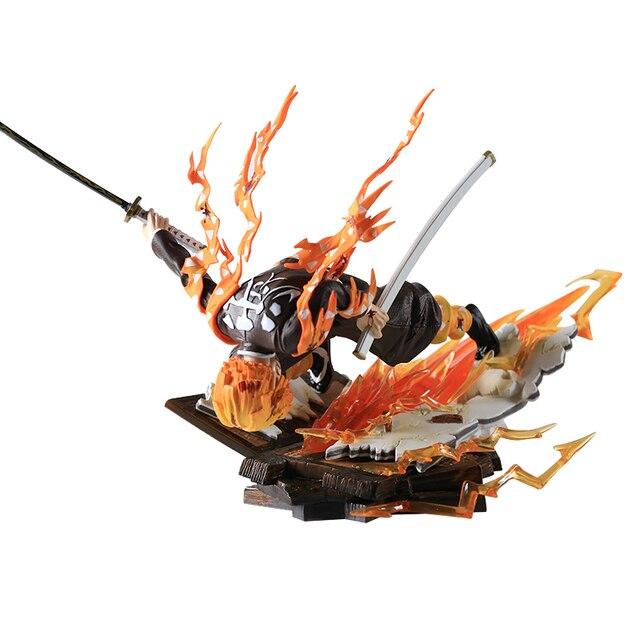 28cm Gk Demon Slayer Action Figure Agatsuma Zenitsu Kimetsu No Yaiba Pvc Model Led Light Collectible Collection Doll Kids Gift