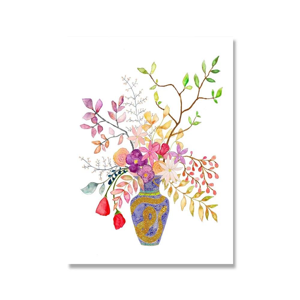 Акварельные полевые цветы, принт, цветочный лист, ботаническая зелень, листья, художественная картина на холсте, зеленые дикие постеры, домашний настенный художественный декор без рамки