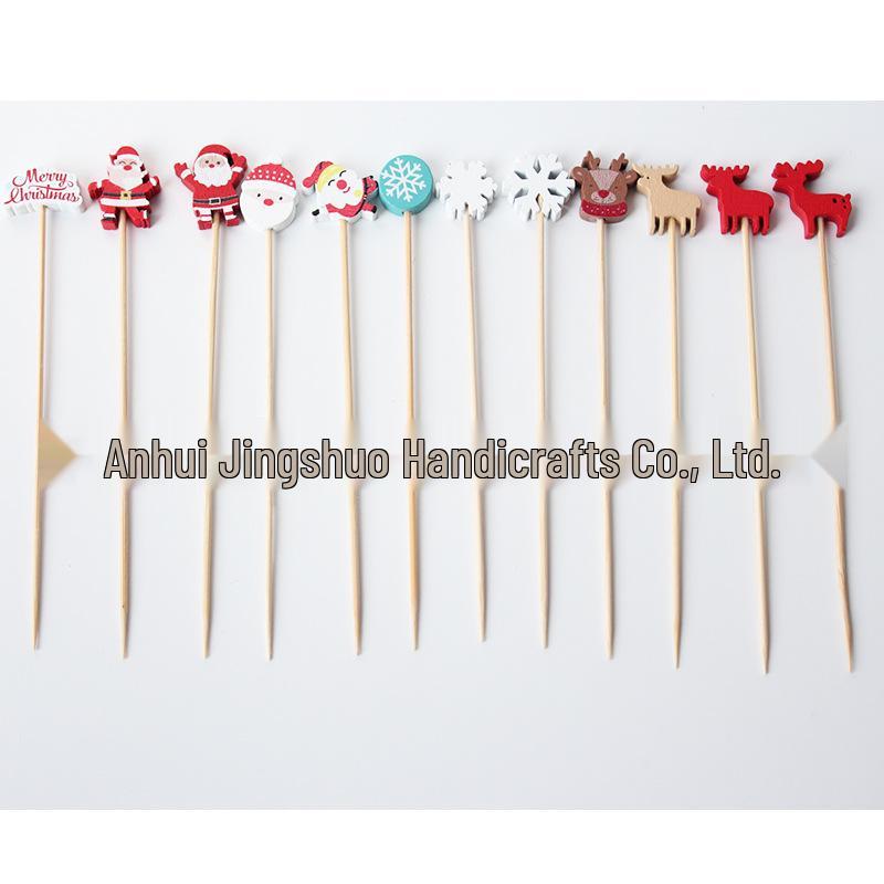 Бамбуковые шпажки для рождественских коктейлей и фруктов с Санта-Клаусом