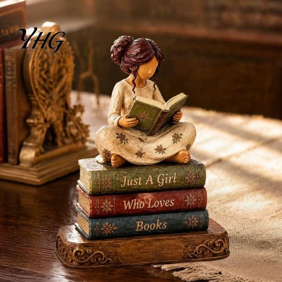Retro Fall Mantel Centerpieces Wooden Autumn Figurine for Thanksgiving And Halloween Decor, Reading Character Ornaments Vintage Harvest Tabletop Signs