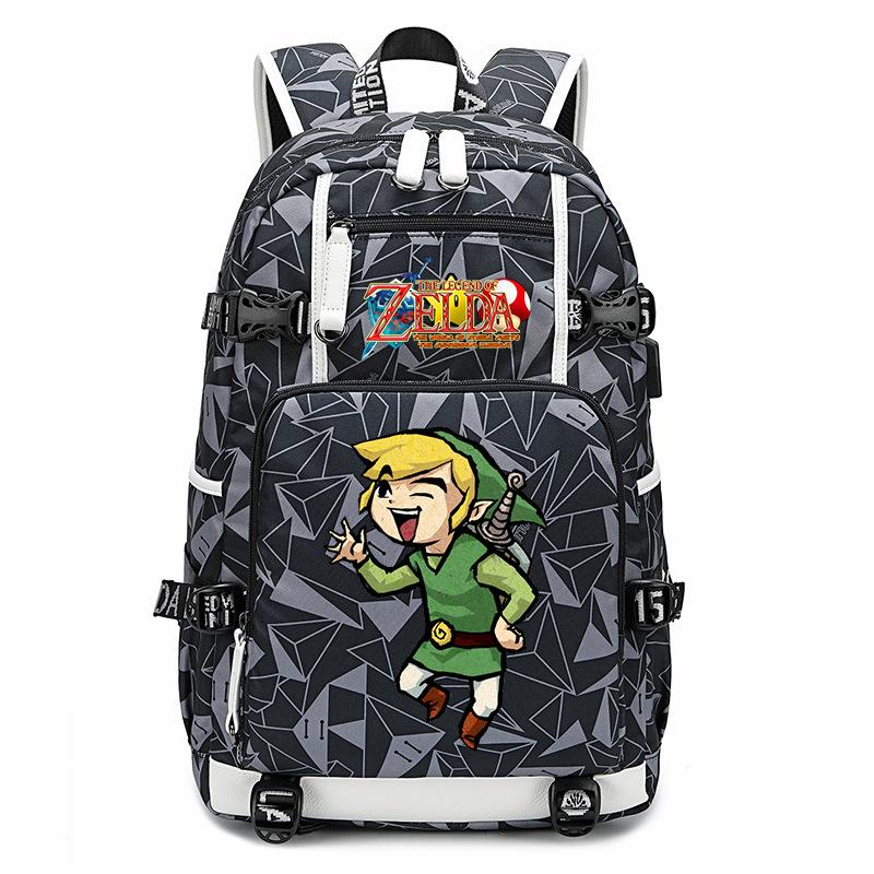 Рюкзак с принтом Zelda Zelda, наружный USB-порт, большая вместимость, дорожный рюкзак