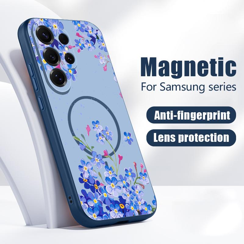 Чехол с принтом цветка розовой лилии для Samsung S26 Edge S25 FE S24 Plus S23 S22 Ultra A15 A16 A17 A35 A36 A37 A54 A55 A56 A57 5G Магнитная матовая крышка
