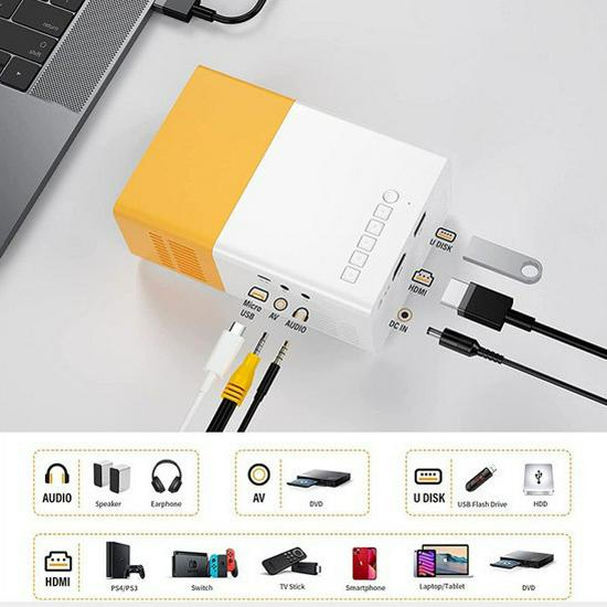 HD Мини-портативный проектор YG300 - Компактный кинотеатр для использования в помещении/на улице