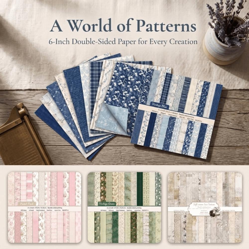 24Sheets Floral Pattern Decorative Paper 6 Inch Background Paper Scrapbook Paper Scrapbooking