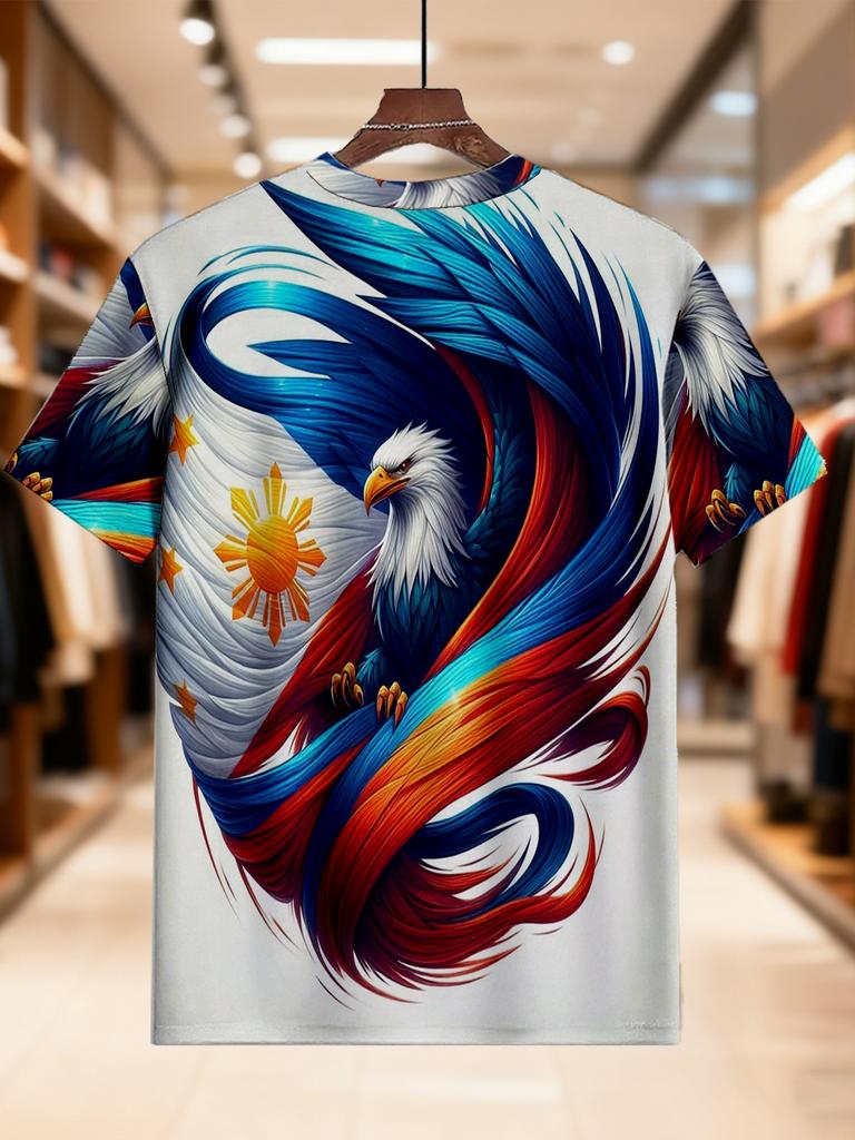 Men's Printed T-Shirt - Philippines Flag Bird Design Ultra Soft & Comfortable, Trendy Streetwear