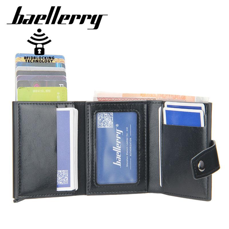 Baellerry Мужской держатель для кредитных карт RFID Алюминиевый бокс Держатели для банковских карт Кошелек с зажимом для денег Винтажный дизайн