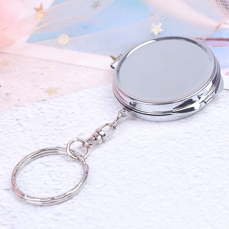 Металлический складной брелок для ключей с зеркалом, портативный компактный косметический брелок