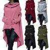Women Hem Sweatshirt Poncho Hooded Asymmetric Coat Solid Loose