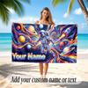 Astronaut Space Theme Quick Dry Beach Towel Custom Name Text Print Large Sand Resistant Towel Beach Vacation