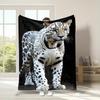 Роскошный плед из фланелевого флиса с 3D-принтом снежного барса - Ультрамягкий, Высококачественный нетканый полиэстер, Двусторонний