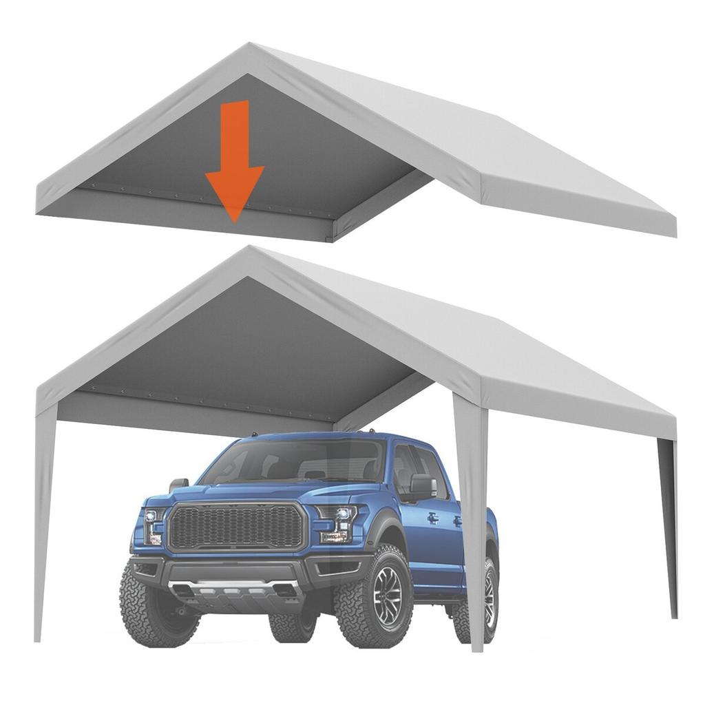 Carport Replacement Canopy Cover 12 x 20 ft, Garage Top Tent Shelter Tarp Heavy-Duty Waterproof & UV Protected, Easy Installation with Ball