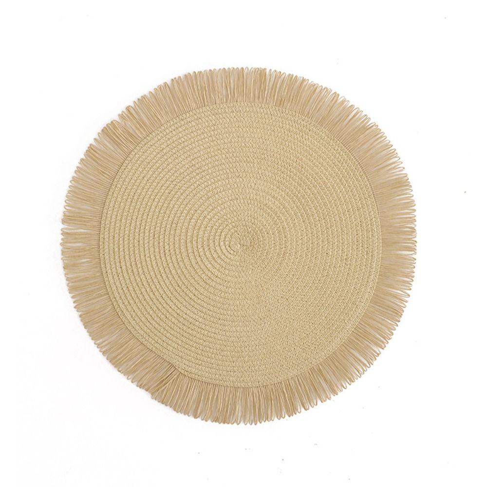 Round Heat Resistant Place Mat with Tassel Dining Table Mat Braided Placemat  Home