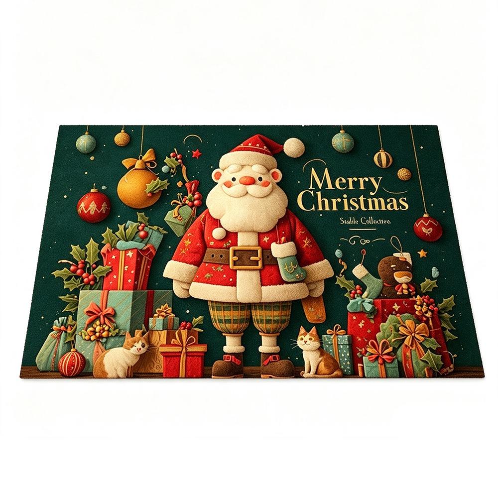 Machine Washable Christmas Door Mat Non-Slip Backing Festive Entrance Rug For Corridors