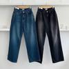 New Arrivals Open Run Women Denim Wide Fit Black Viscose Washed Jeans