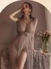 Hot Sexy Lingerie For Women Nightdress Erotic Costumes Lace Transparent Sleepwear Deep V Crotchless Nightwear Teddy Homewear