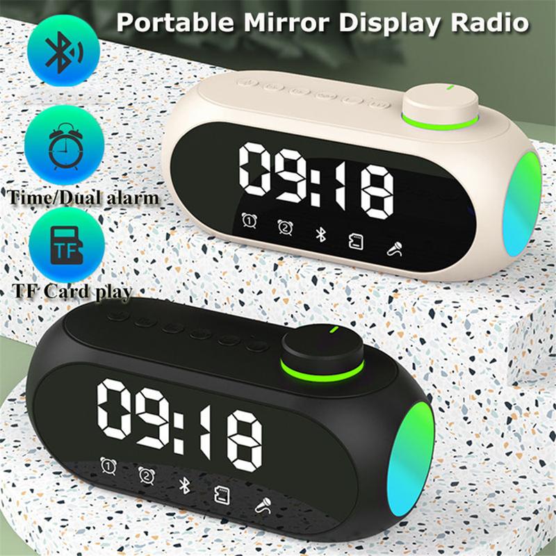 Портативный мини FM-радиоприемник Hifi Звук RGB Bluetooth-динамик с часами Двойной будильник Поддержка громкой связи
