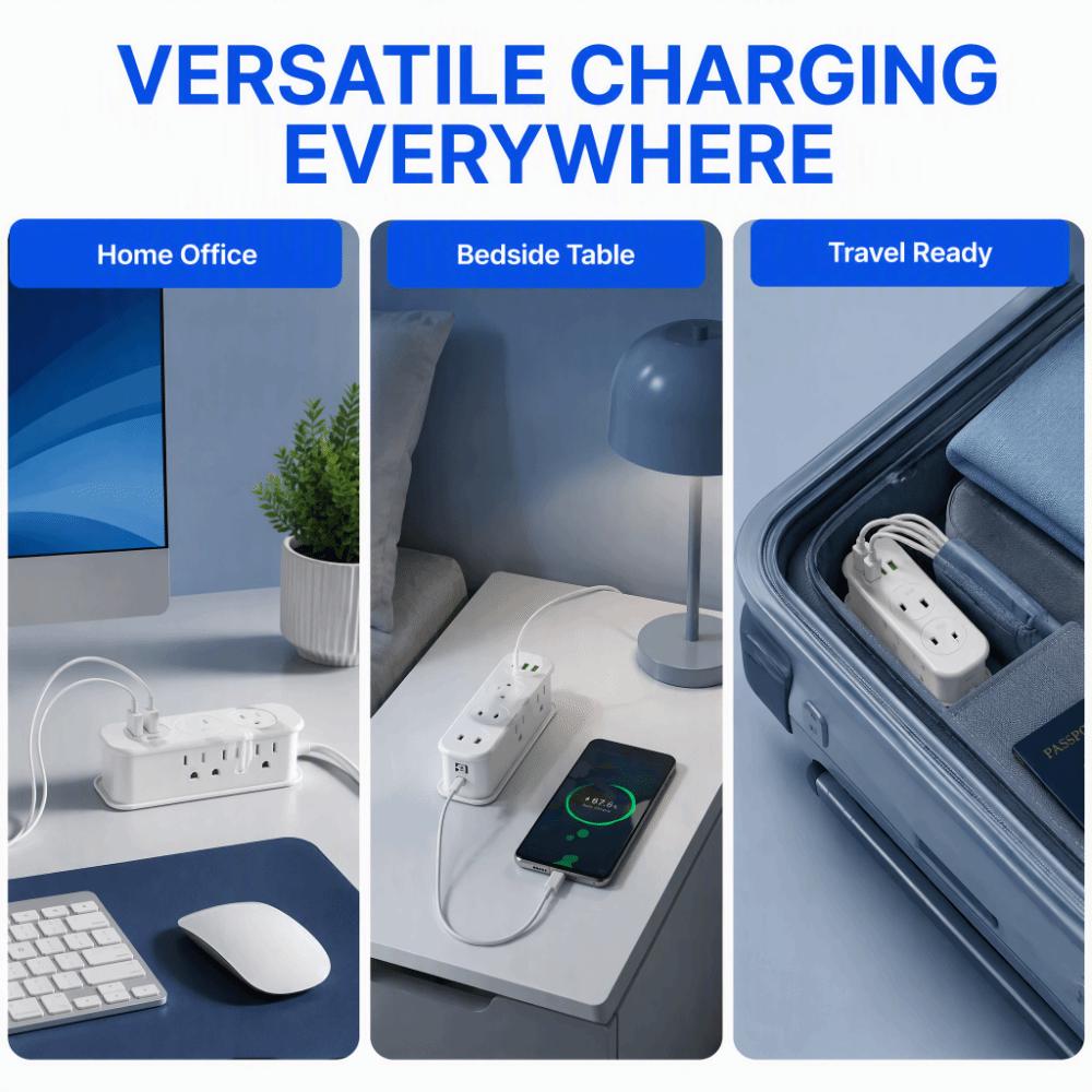 7 Outlet Travel Power Strip 6 Outlet Power Strip with USB Lightweight US Socket Travel