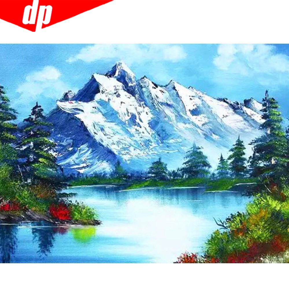 Полная квадратная/круглая алмазная живопись Горный пейзаж Горный хрусталь 5D Алмазная вышивка Тигр Олень Животное Мозаика Настенное искусство