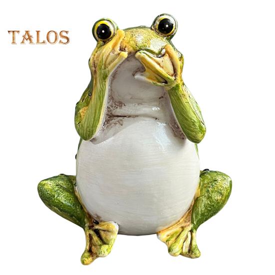 Садовая зеленая лягушка, статуэтка лягушки, не говорящая, не слышащая, не видящая, смоляная скульптура животного, украшение для внутреннего и наружного двора, газона, орнамент